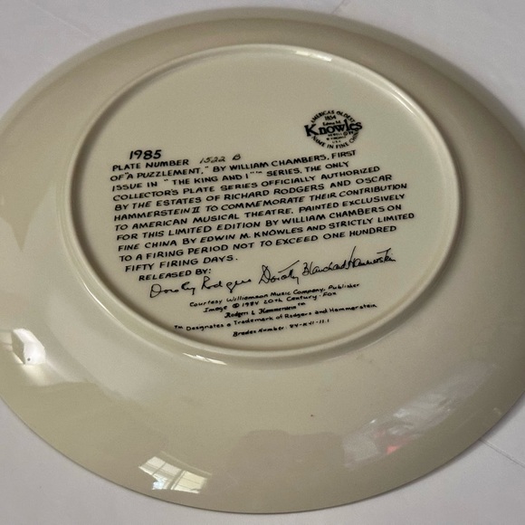 Vintage 1985 Knowles Collector Plate, A Puzzlement, King and I Series, Rare - Picture 11 of 12